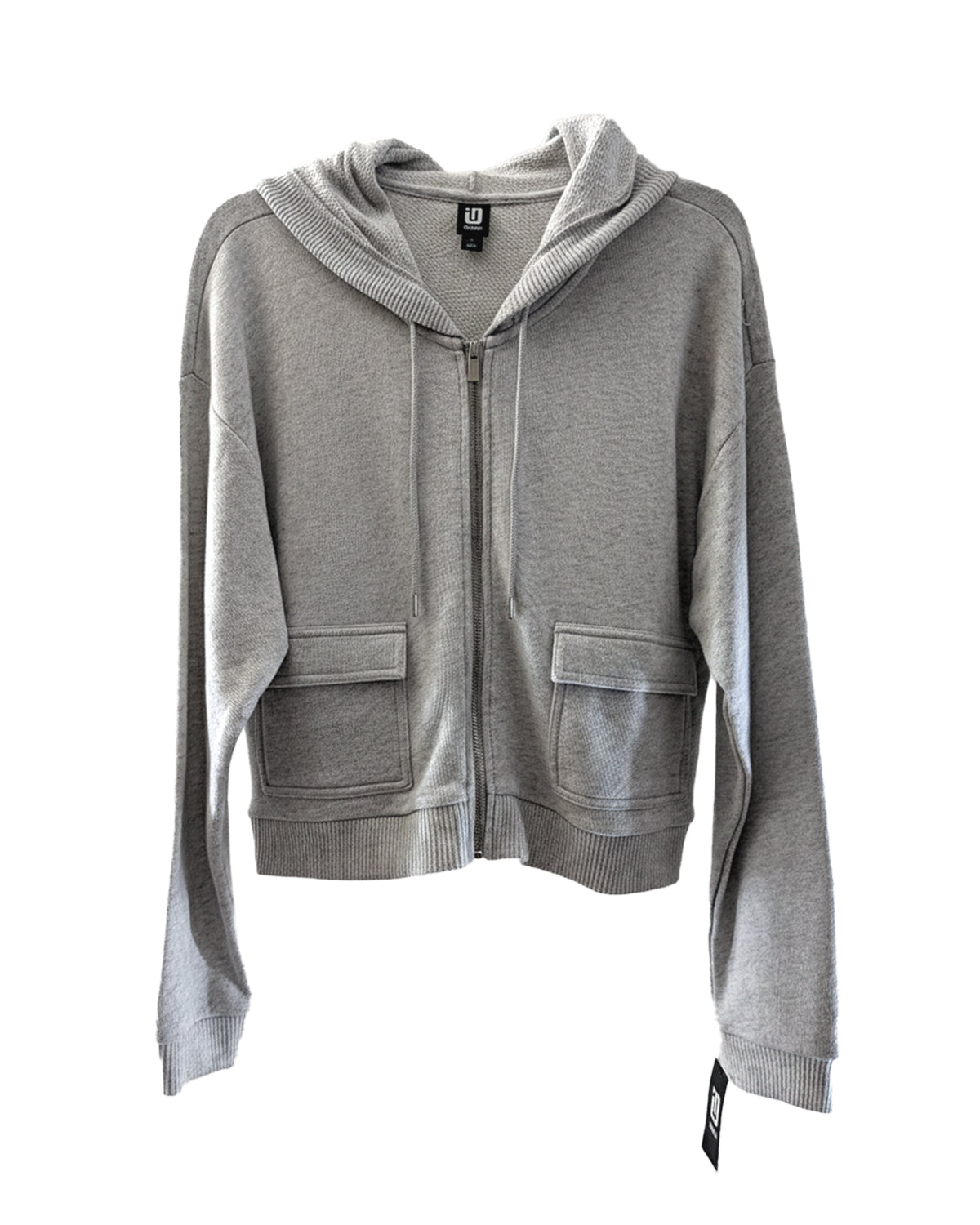 HEATHER GRAY CROPPED CARGO HOODIE