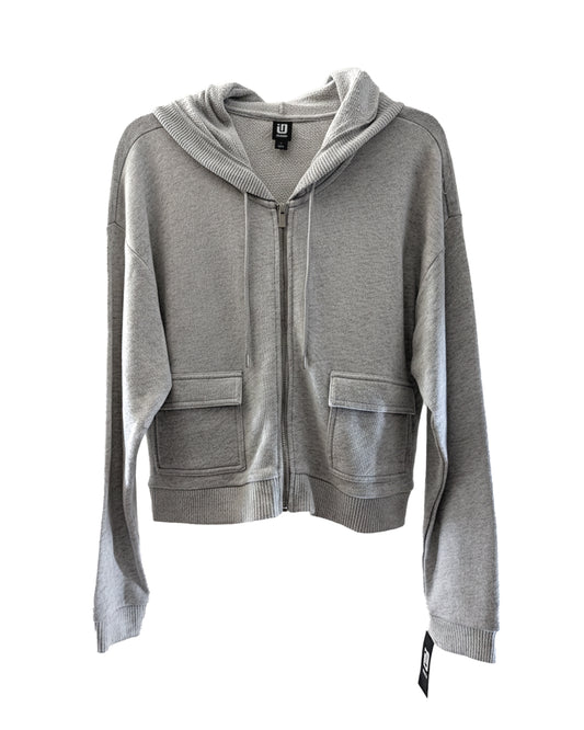 HEATHER GRAY CROPPED CARGO HOODIE