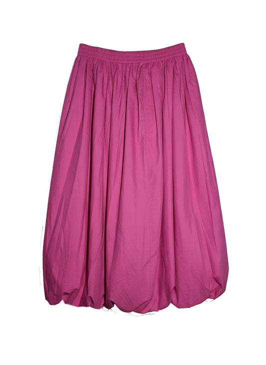 PINK COTTON POPLIN BUBBLE MIDI SKIRT