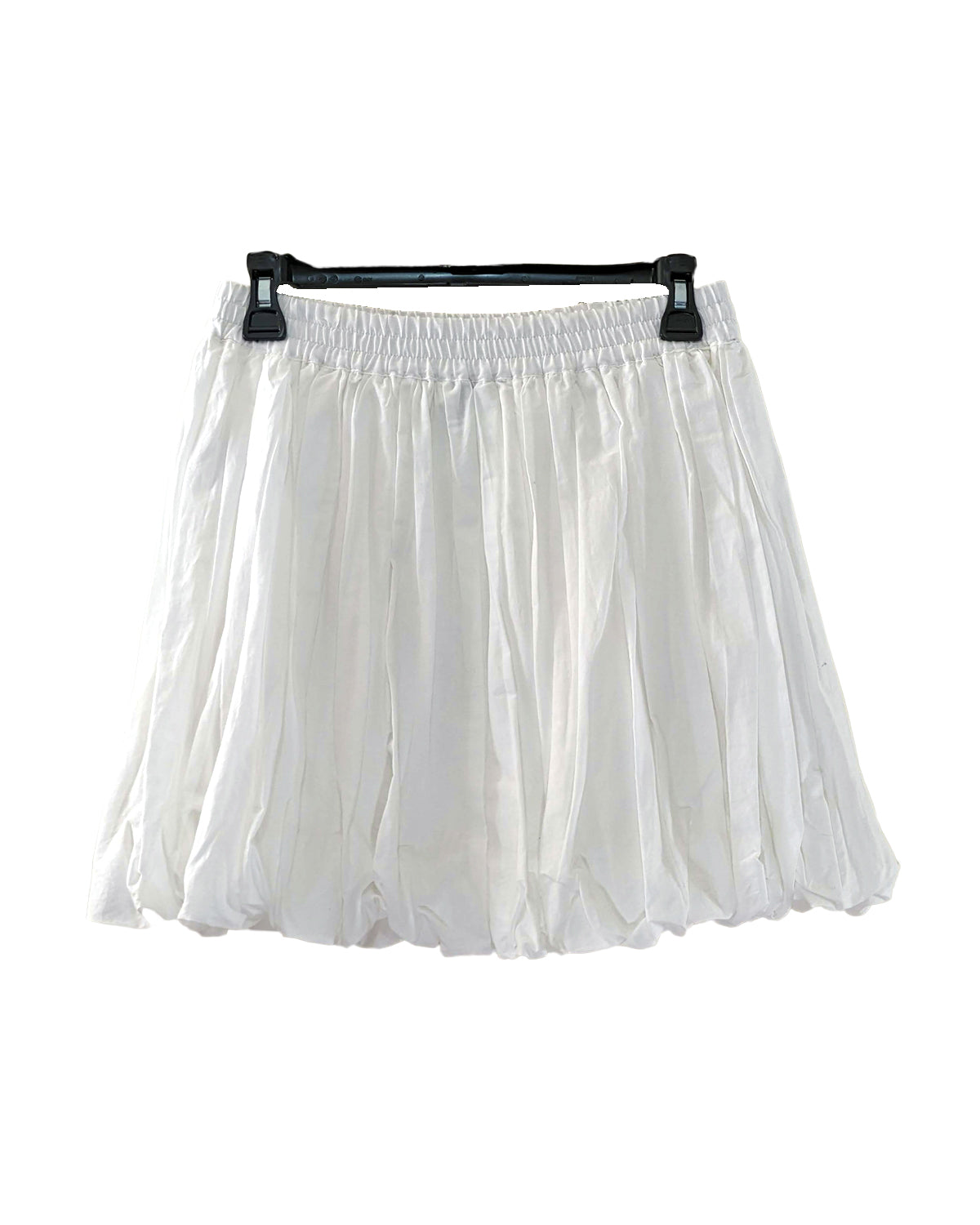WOMEN'S BUBBLE-HEM WHITE MINI SKIRT