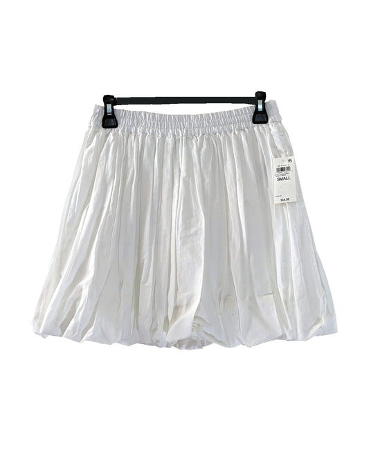 WOMEN'S BUBBLE-HEM WHITE MINI SKIRT