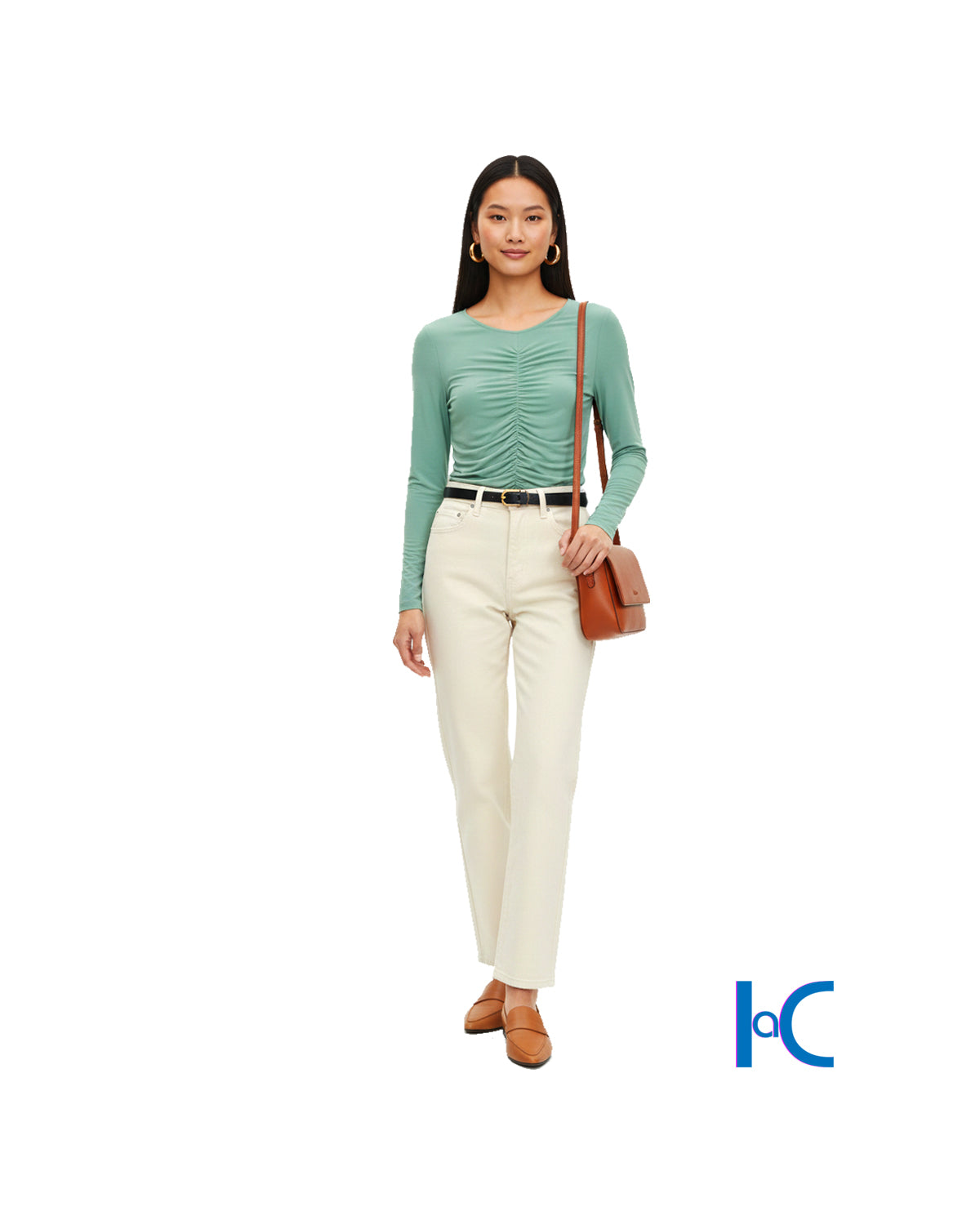 RUCHED CENTER-SEAM MINT GREEN TOP