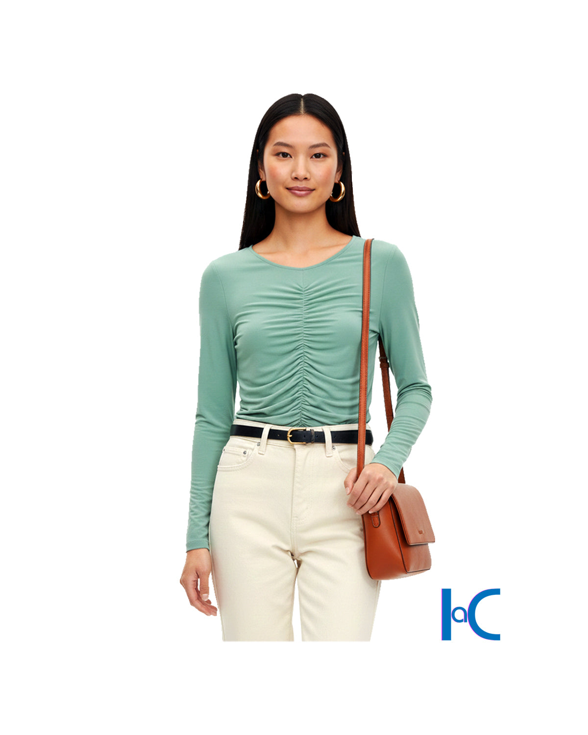 RUCHED CENTER-SEAM MINT GREEN TOP
