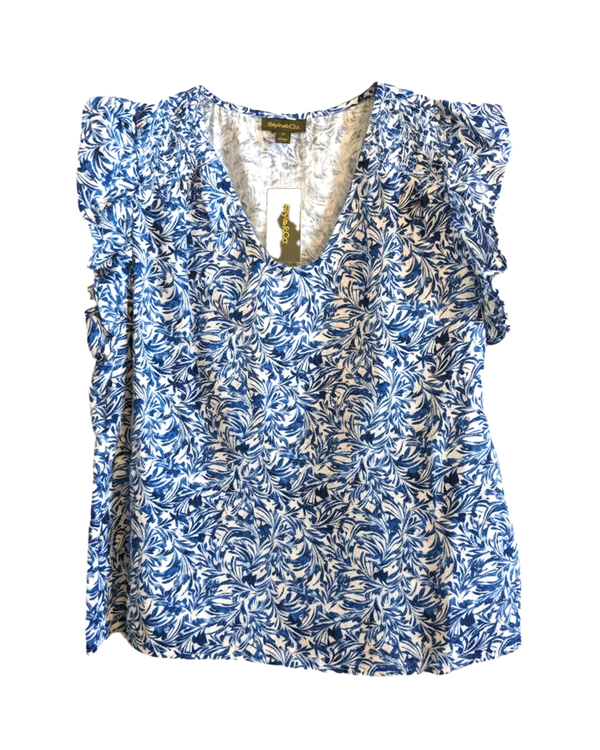 FLORAL RUFFLE SLEEVES TOP