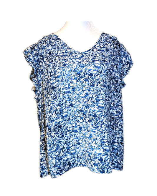 FLORAL RUFFLE SLEEVES TOP