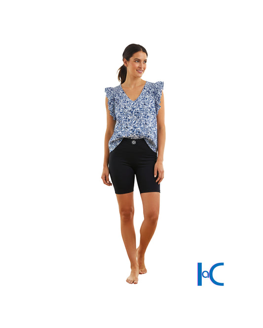 FLORAL RUFFLE SLEEVES TOP