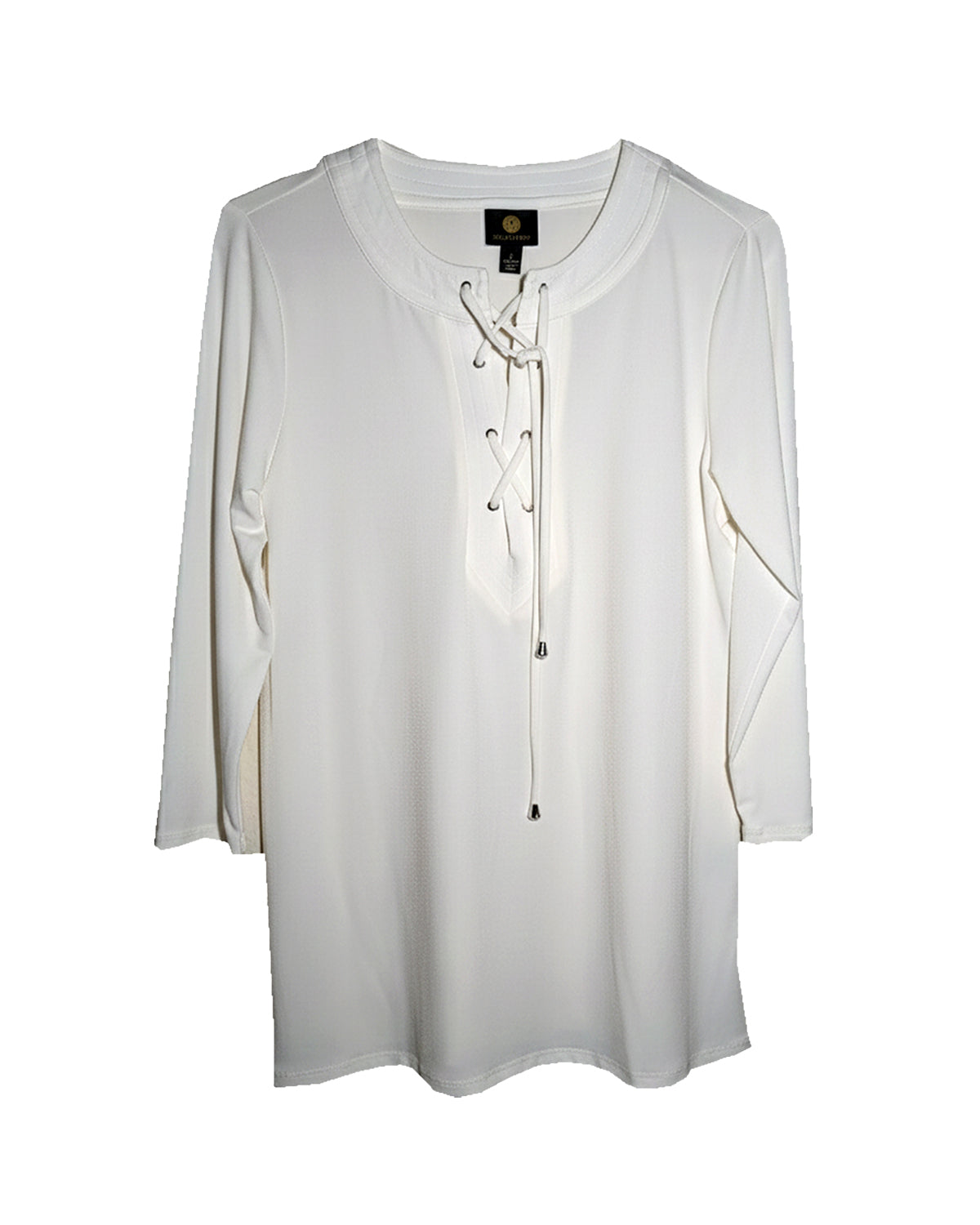 WOMEN'S TIE-NECK KEYHOLE BLOUSE