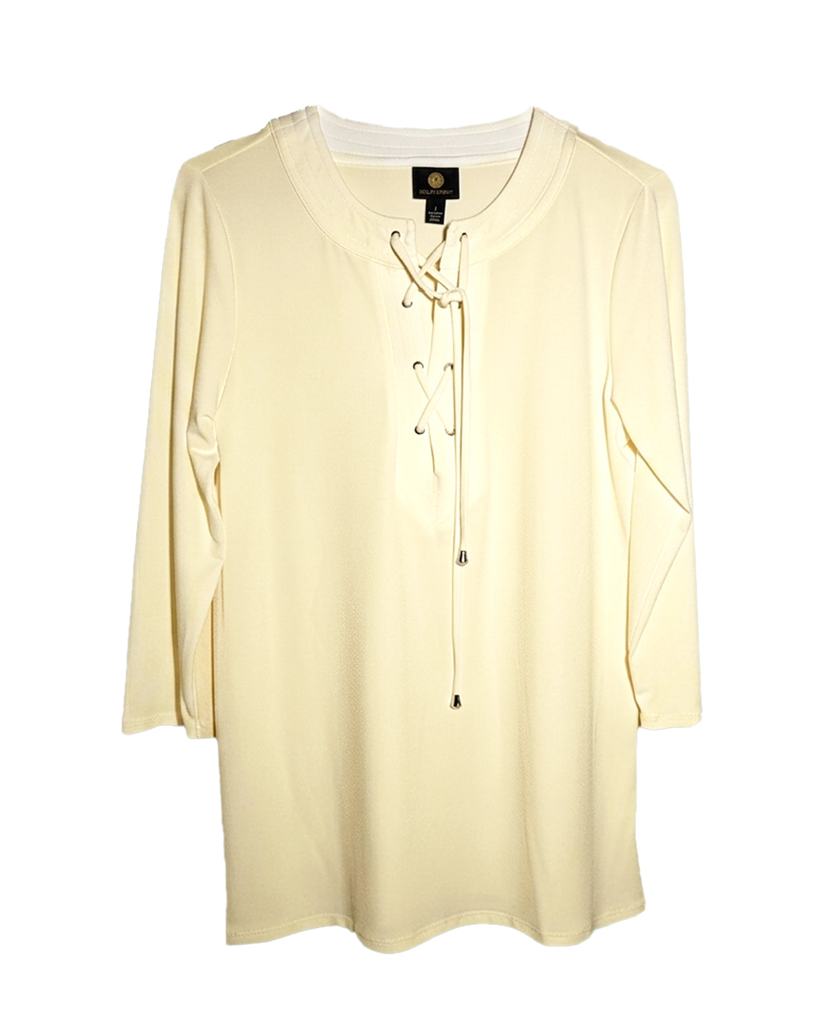 KEYHOLE LACE-UP TUNIC BLOUSE