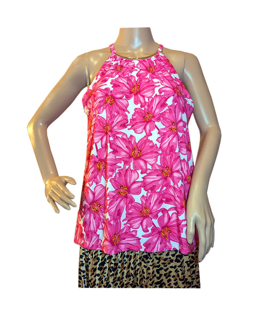 FLORAL PRINT HALTER NECK BLOUSE