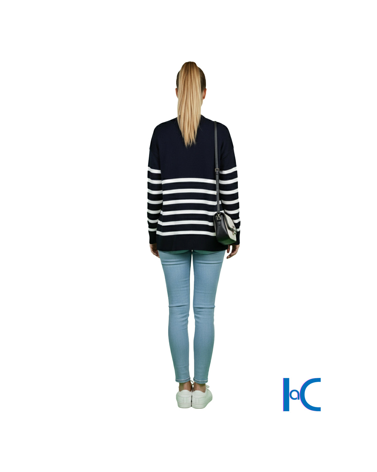 NAVY STRIPED CASUAL CARDIGAN