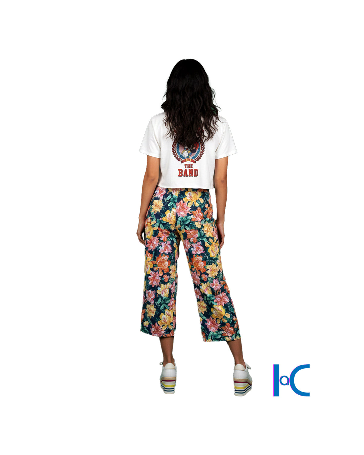 ELASTIC WAIST WIDE-LEG FLORAL PALAZZO