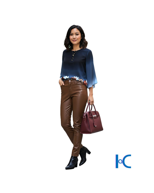 SPLIT-NECK MOSAIC ELEGANT BLOUSE