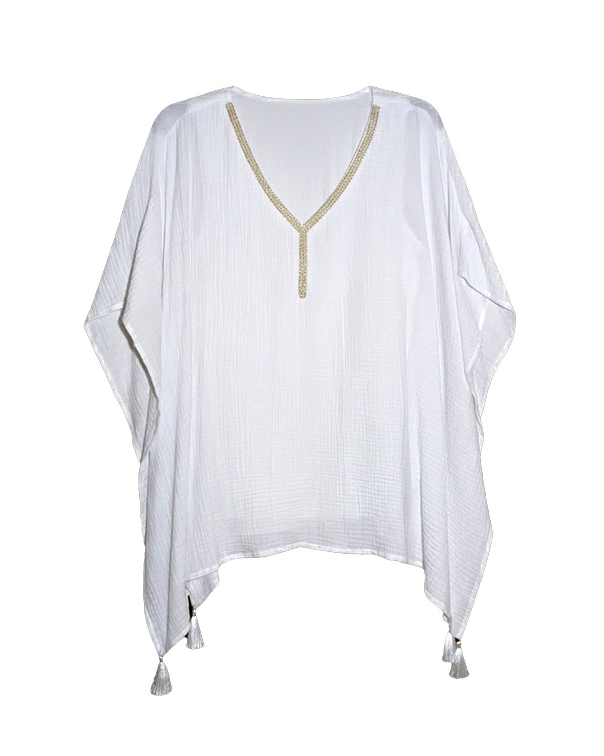 PONCHO STYLE BRIGHT WHITE BLOUSE