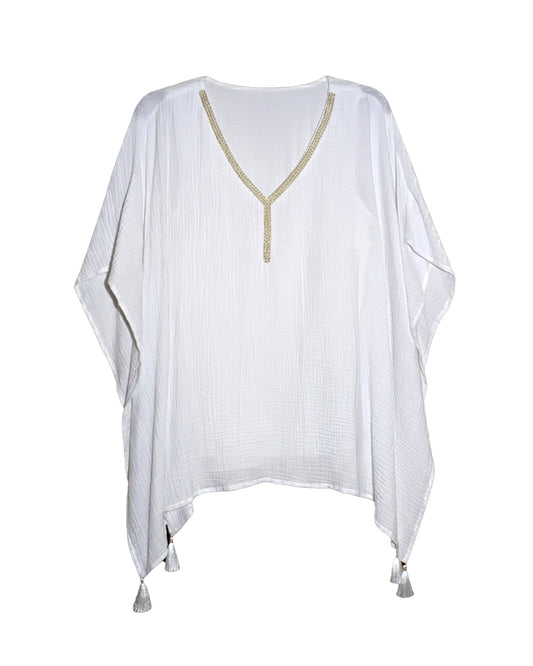 PONCHO STYLE BRIGHT WHITE BLOUSE