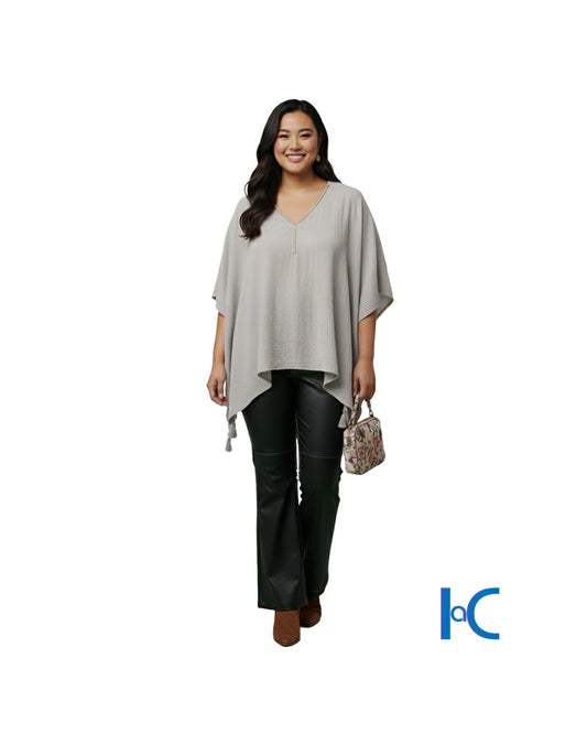 PONCHO STYLE STONE WALL BLOUSE