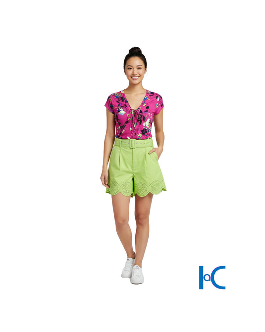 FLORAL PRINT TIE-FRONT TOP