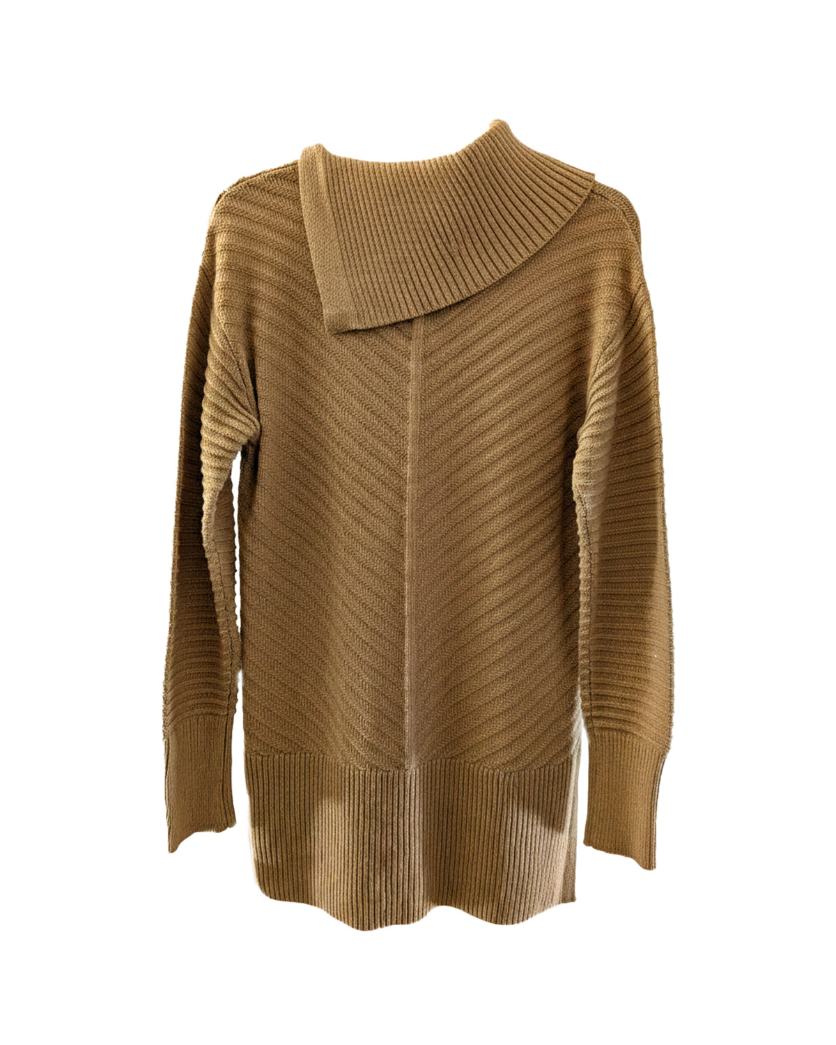RIBBED ASYMMETRIC-COLLAR TUNIC SWEATER