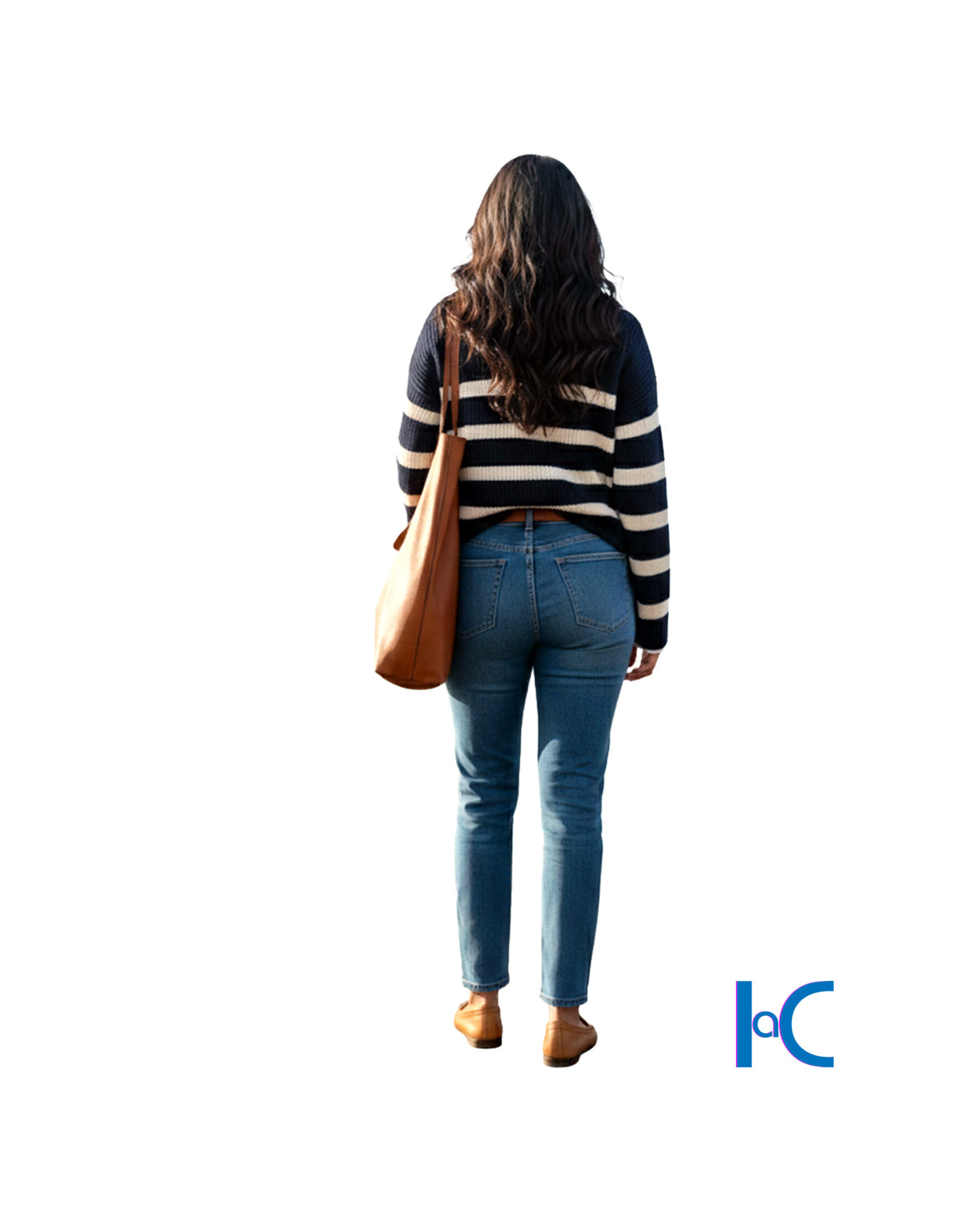 NAVY STRIPED RIBBED KNIT SWEATER