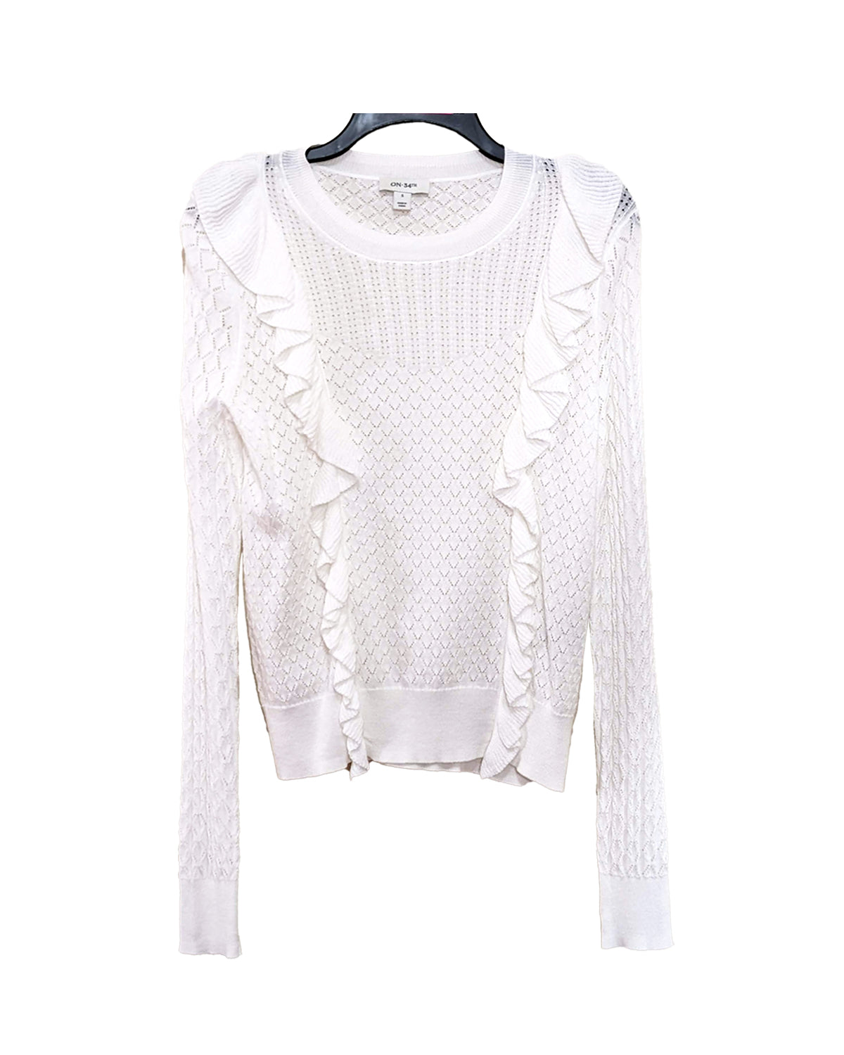 WOMEN'S WHITE RUFFLE SWEATER