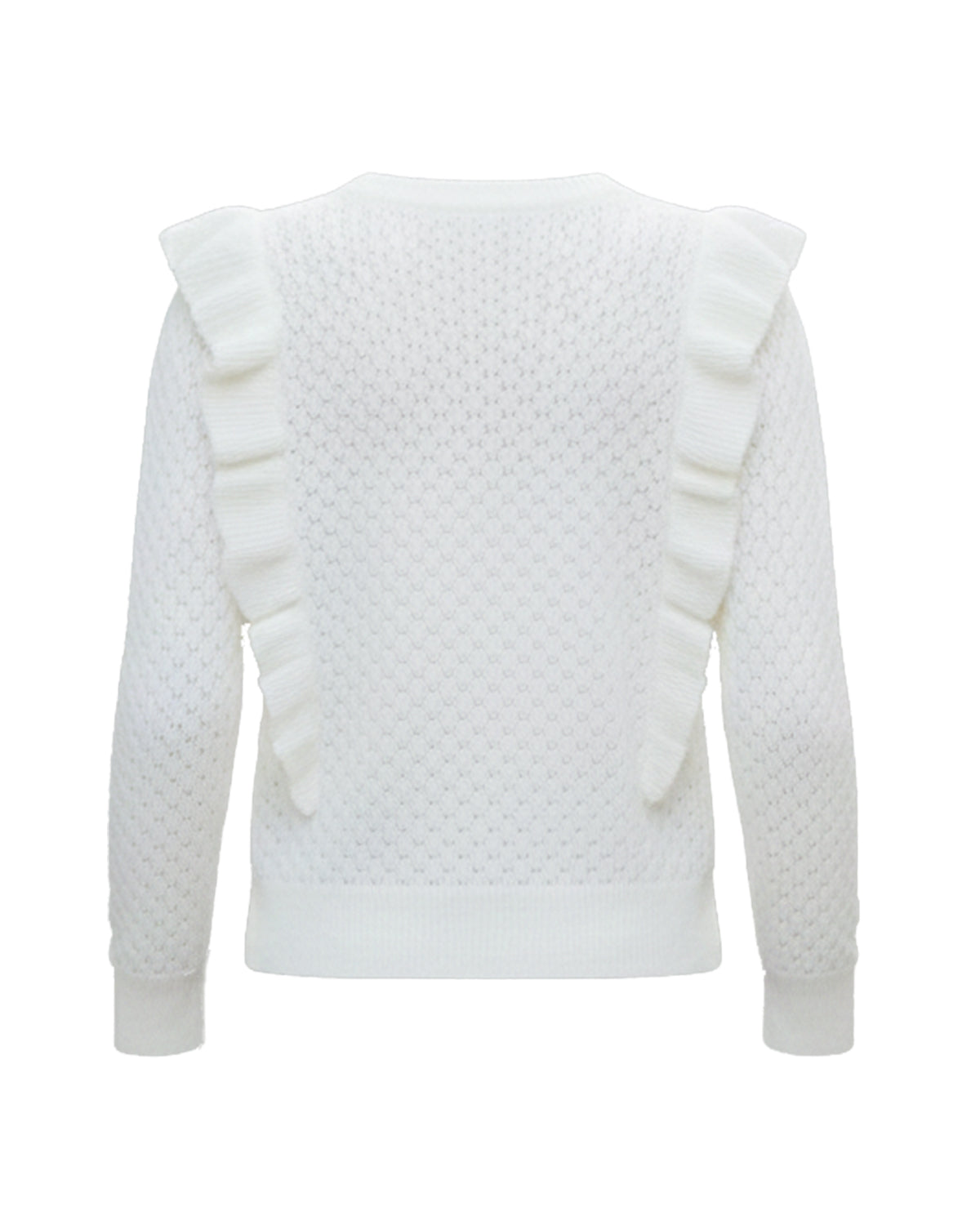 WOMEN'S WHITE RUFFLE SWEATER