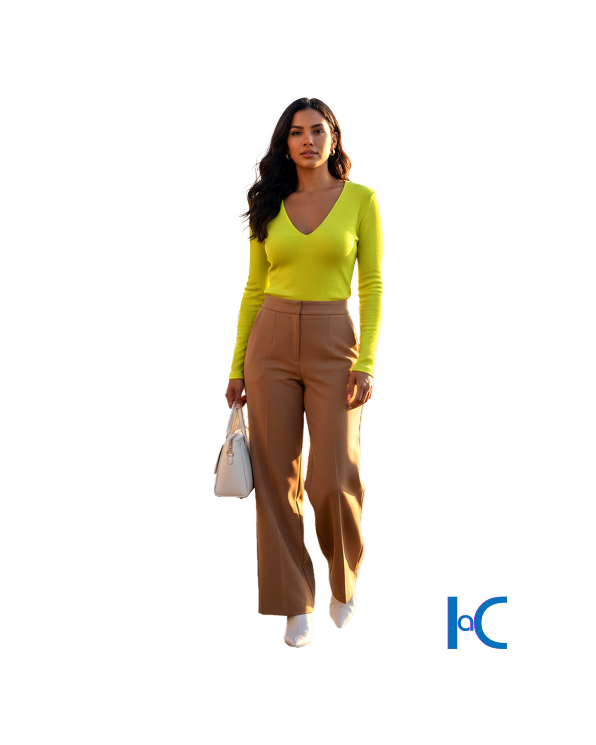 WOMEN'S RIBBED V-NECK LONG-SLEEVE TOP