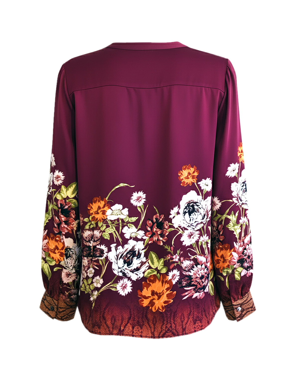 PRINTED SATIN SPLIT NECK BLOUSE