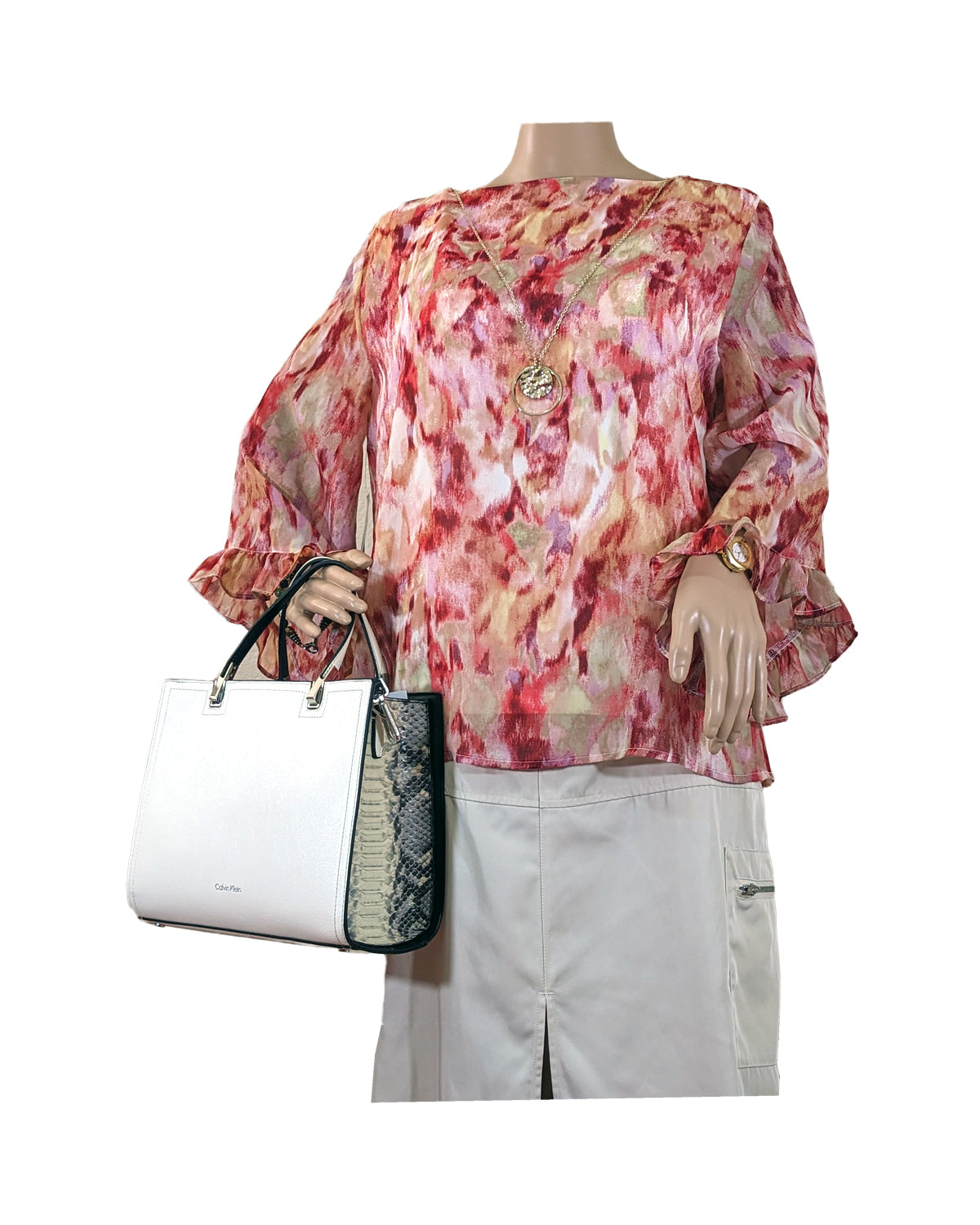 TEXTURE PRINTED JACQUARD BLOUSE