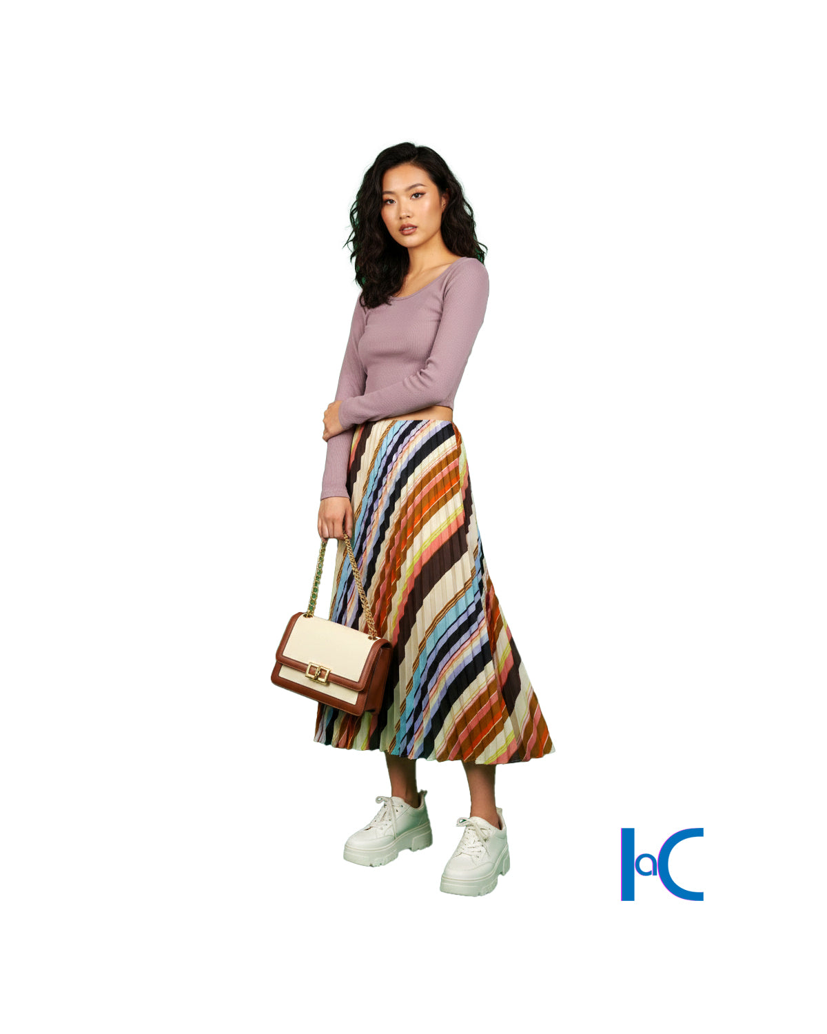 PASTEL ROSE PLEATED MAXI SKIRT