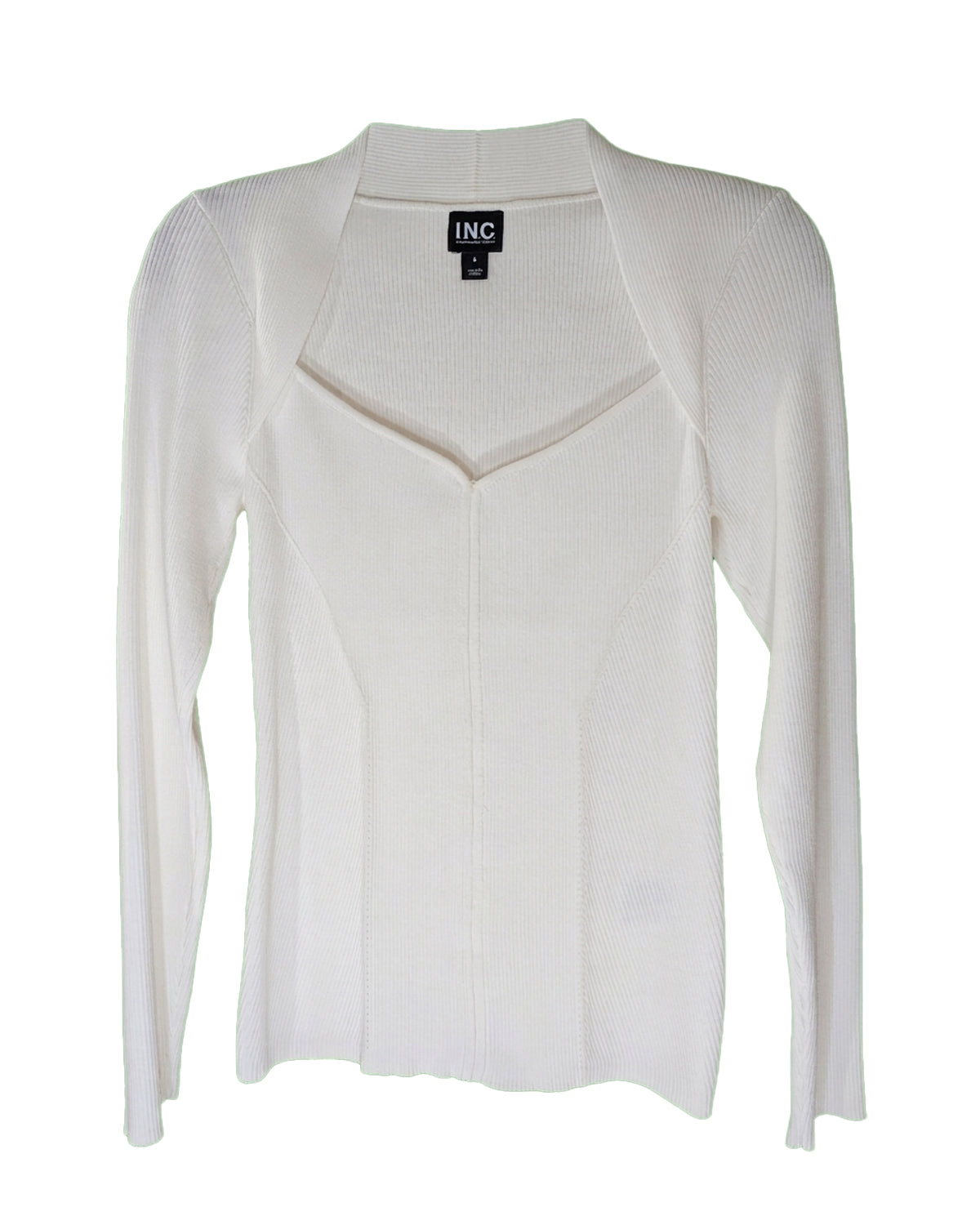 SQUARE-SWEATHEART RIBBED KNIT TOP