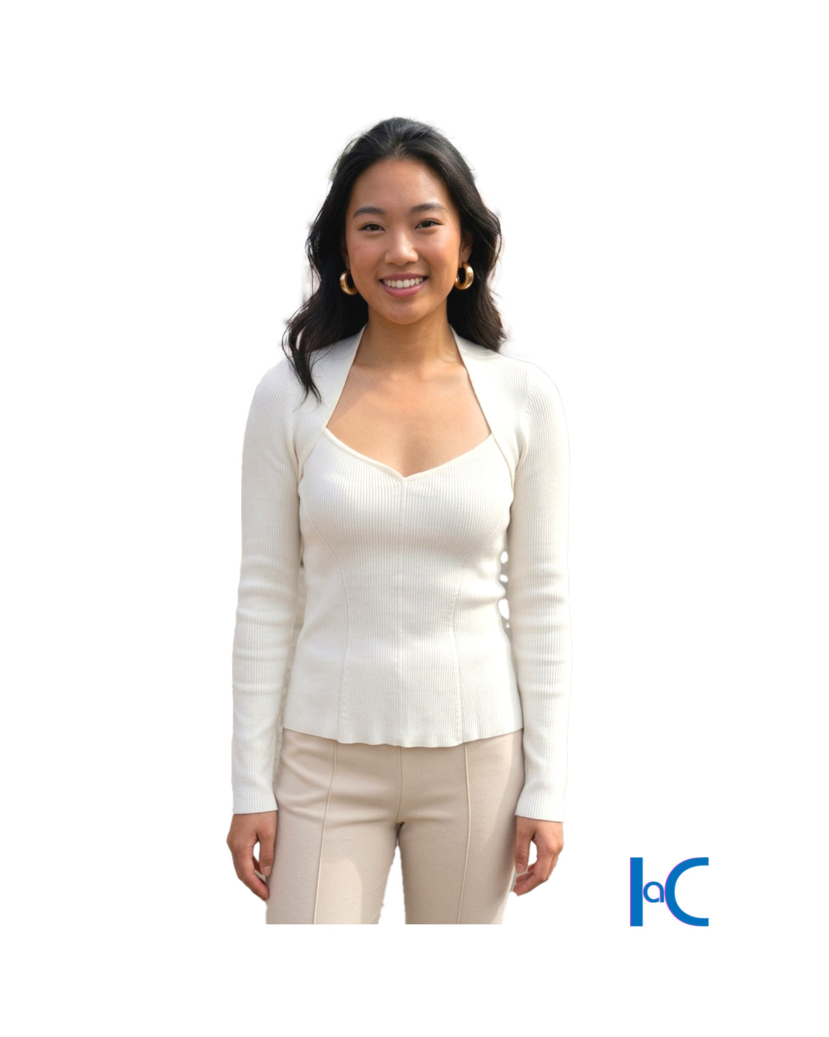 SQUARE-SWEATHEART RIBBED KNIT TOP
