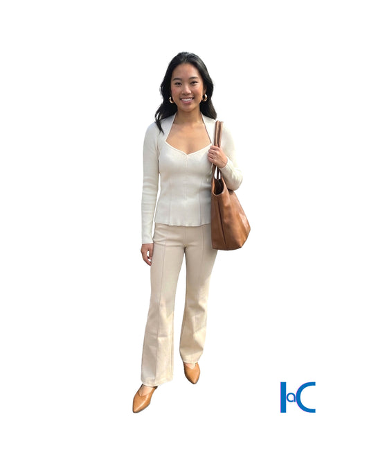SQUARE-SWEATHEART RIBBED KNIT TOP