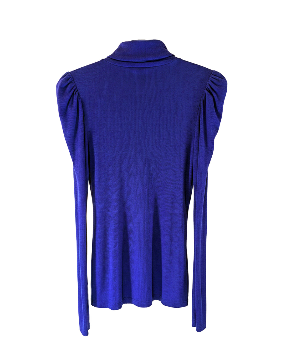 PUFF-SLEEVE RIBBED TURTLENECK TOP