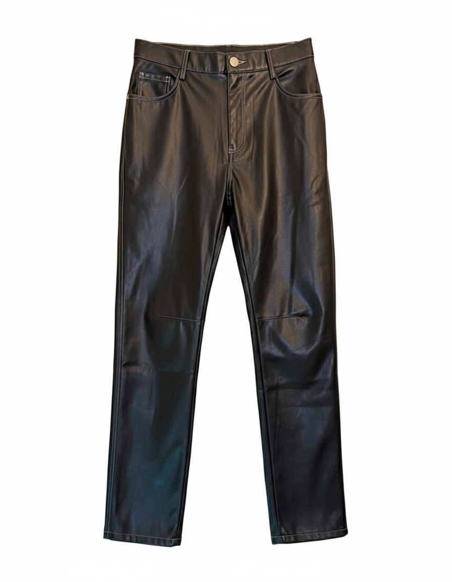 BLACK FAUX LEATHER WOMEN'S PANTS