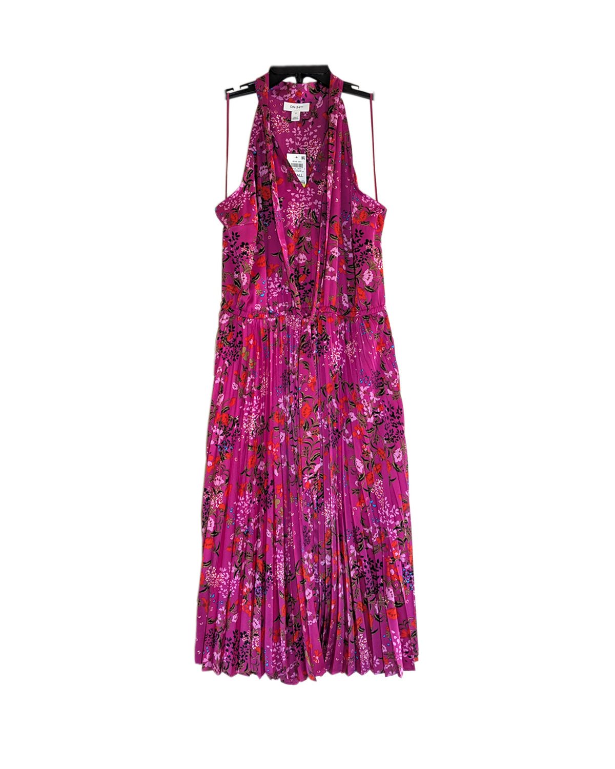 MAGENTA FLORAL MOON BOW DRESS