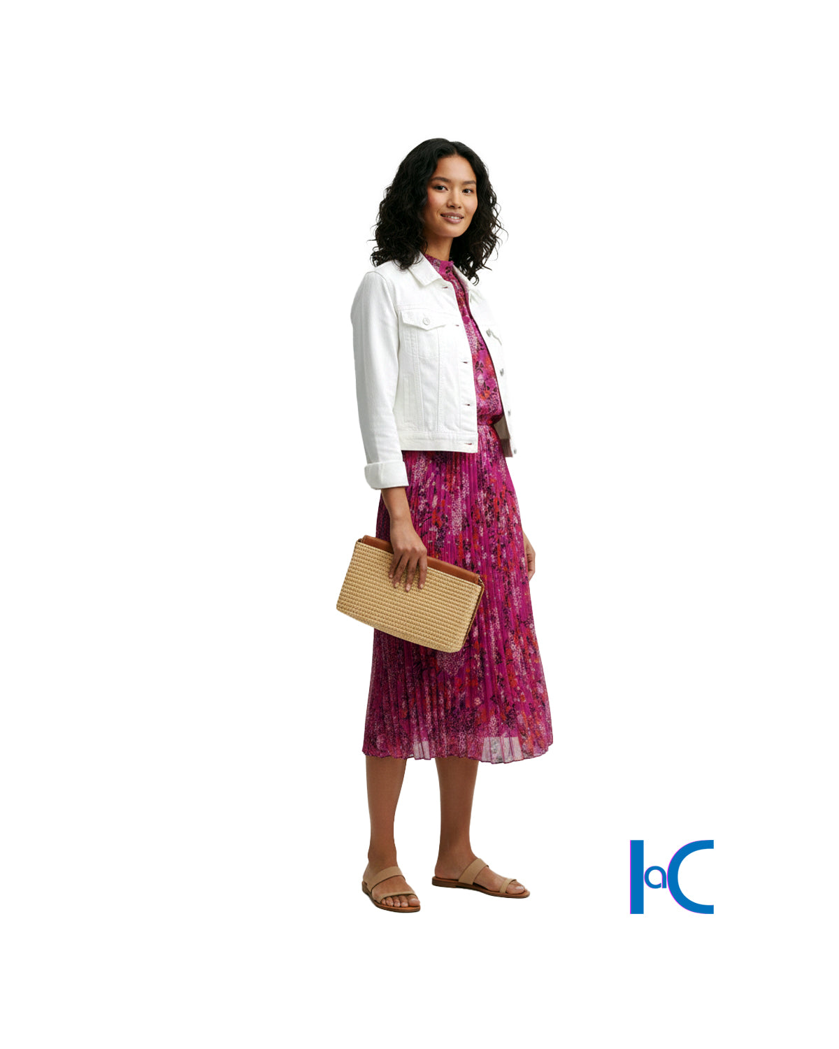 MAGENTA FLORAL MOON BOW-TIE DRESS