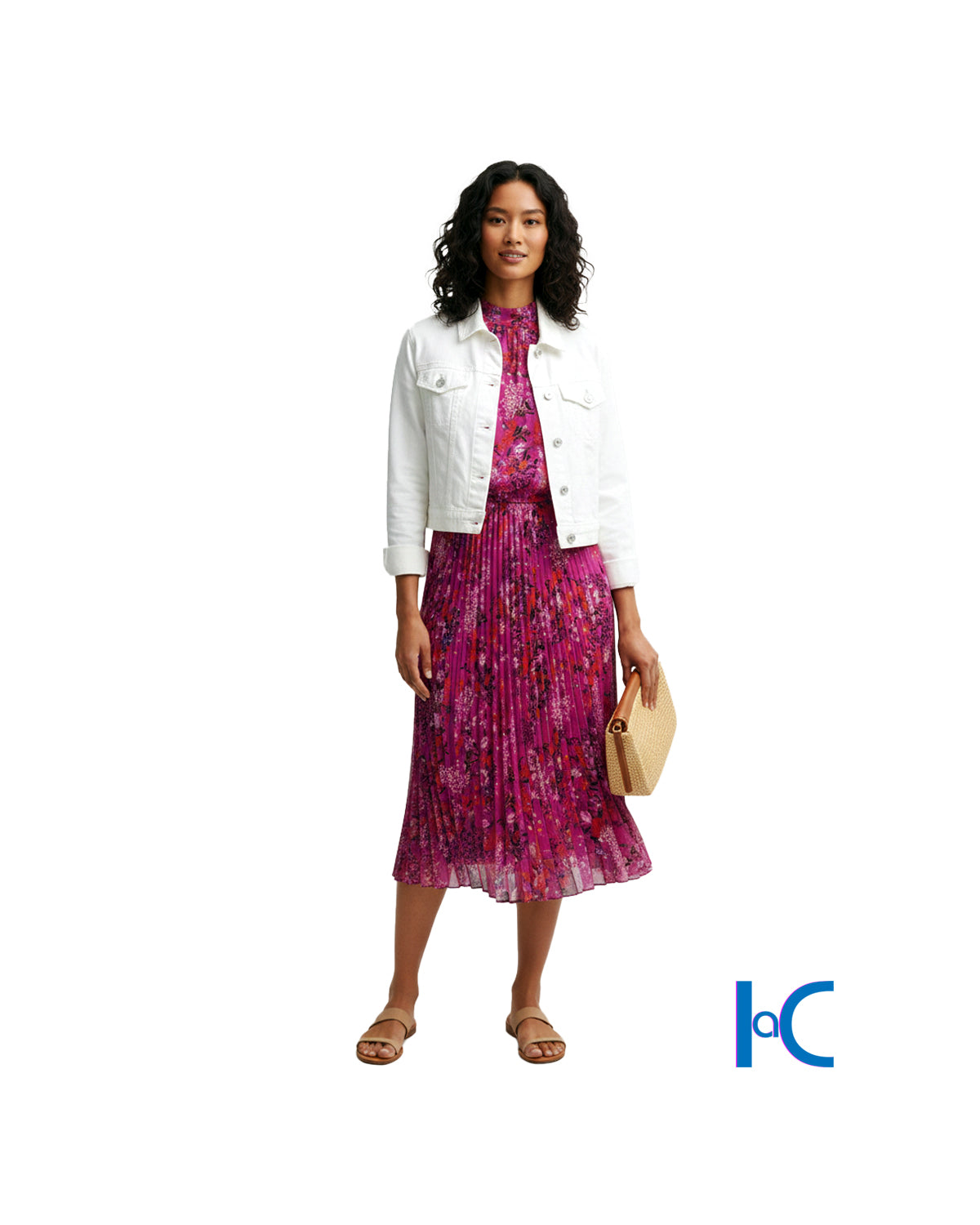 MAGENTA FLORAL MOON BOW-TIE DRESS