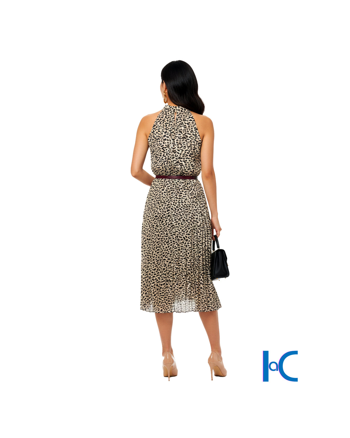 SUNSET NUDE FLORAL BOW-TIE DRESS