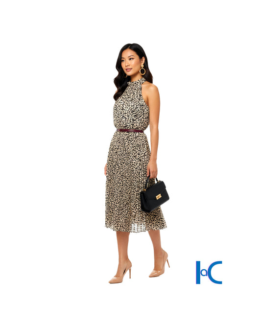 SUNSET NUDE FLORAL BOW-TIE DRESS