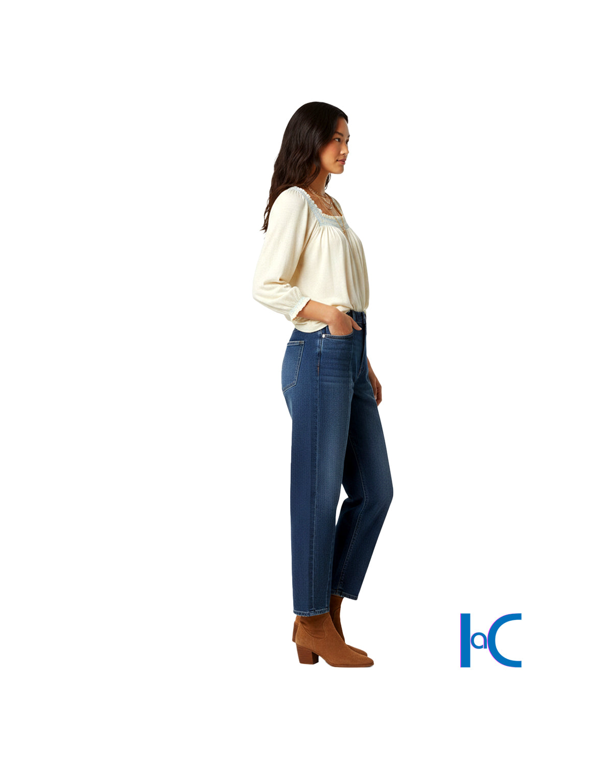 DARK WASH HIGH-RISE BARREL JEANS