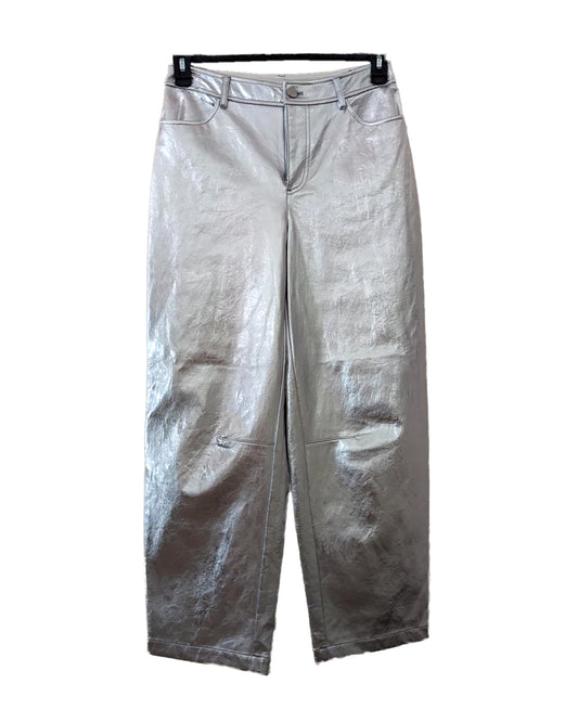 METALLIC FAUX-LEATHER PANTS