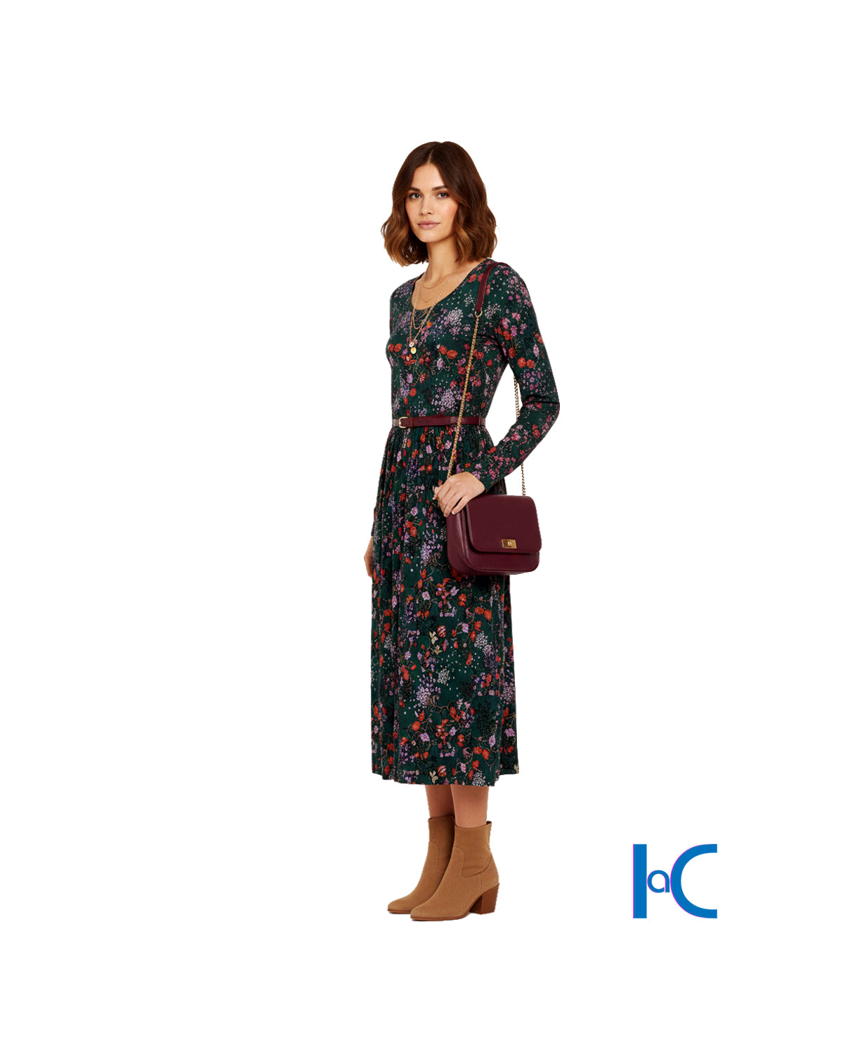 LONG SLEEVE MESH MIDI DRESS