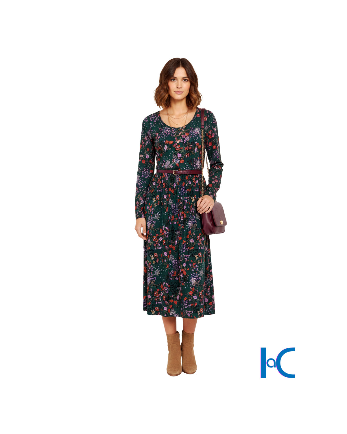 LONG SLEEVE MESH MIDI DRESS