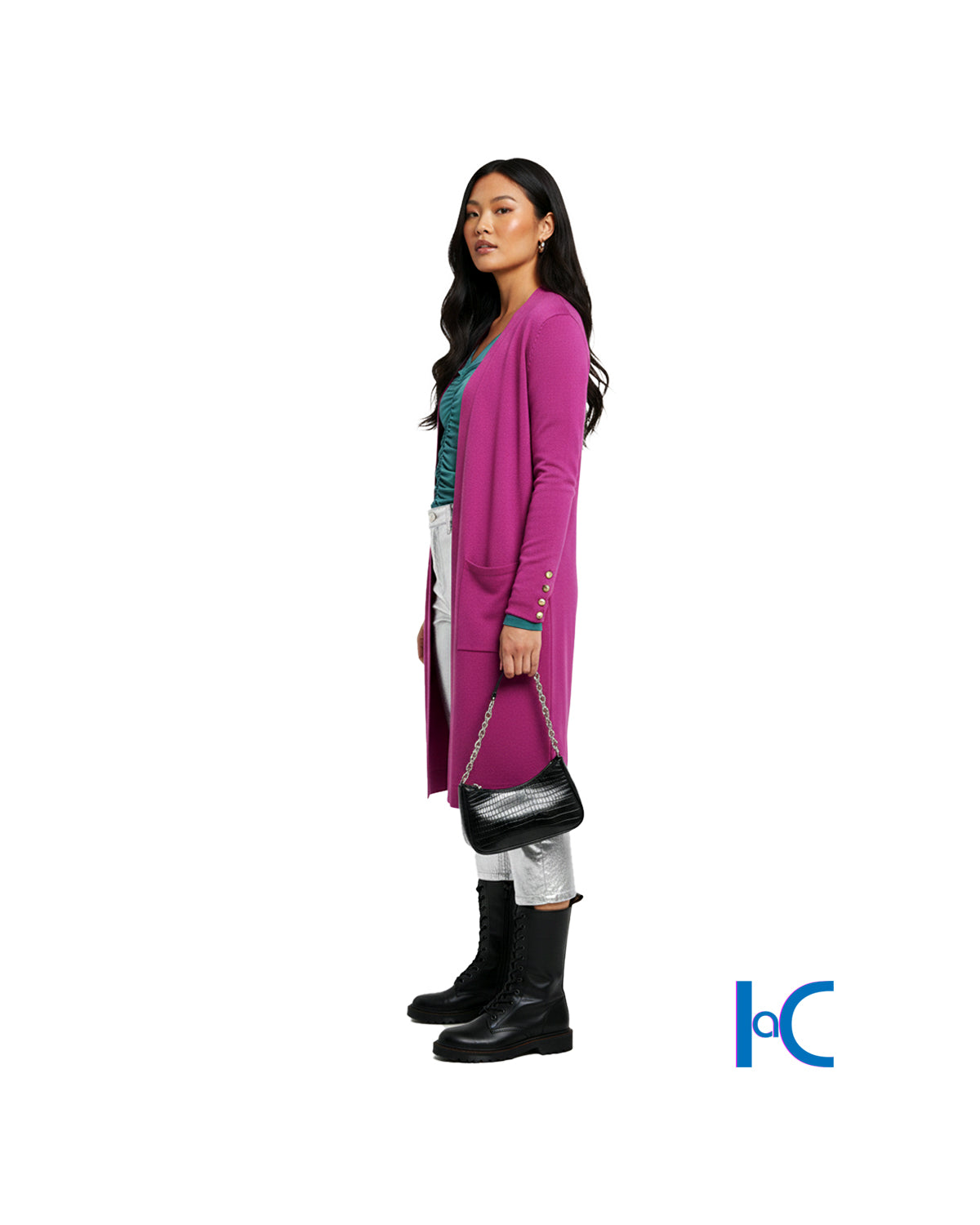 LONG PETUNIA PINK KNIT CARDIGAN