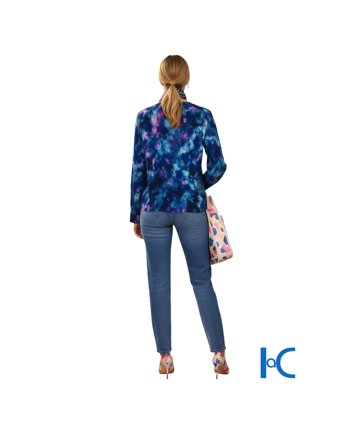 DELIA DYE V-NECK WRAP BLOUSE