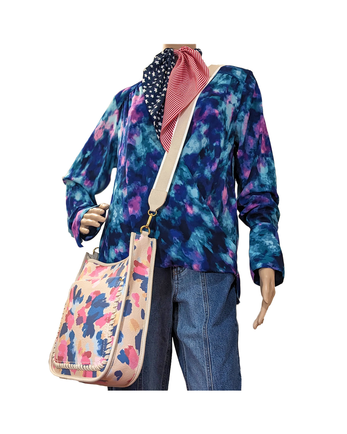 DELIA DYE V-NECK WRAP BLOUSE