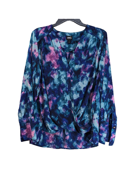 DELIA DYE V-NECK WRAP BLOUSE