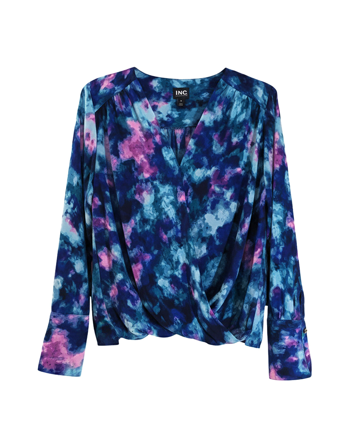 DELIA DYE V-NECK WRAP BLOUSE