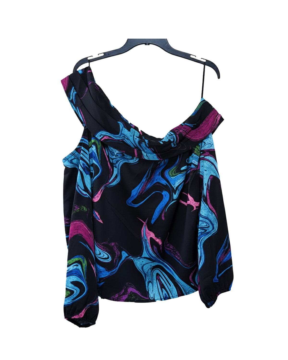 MEARA MARBLE PRINT ONE-SHOULDER TOP