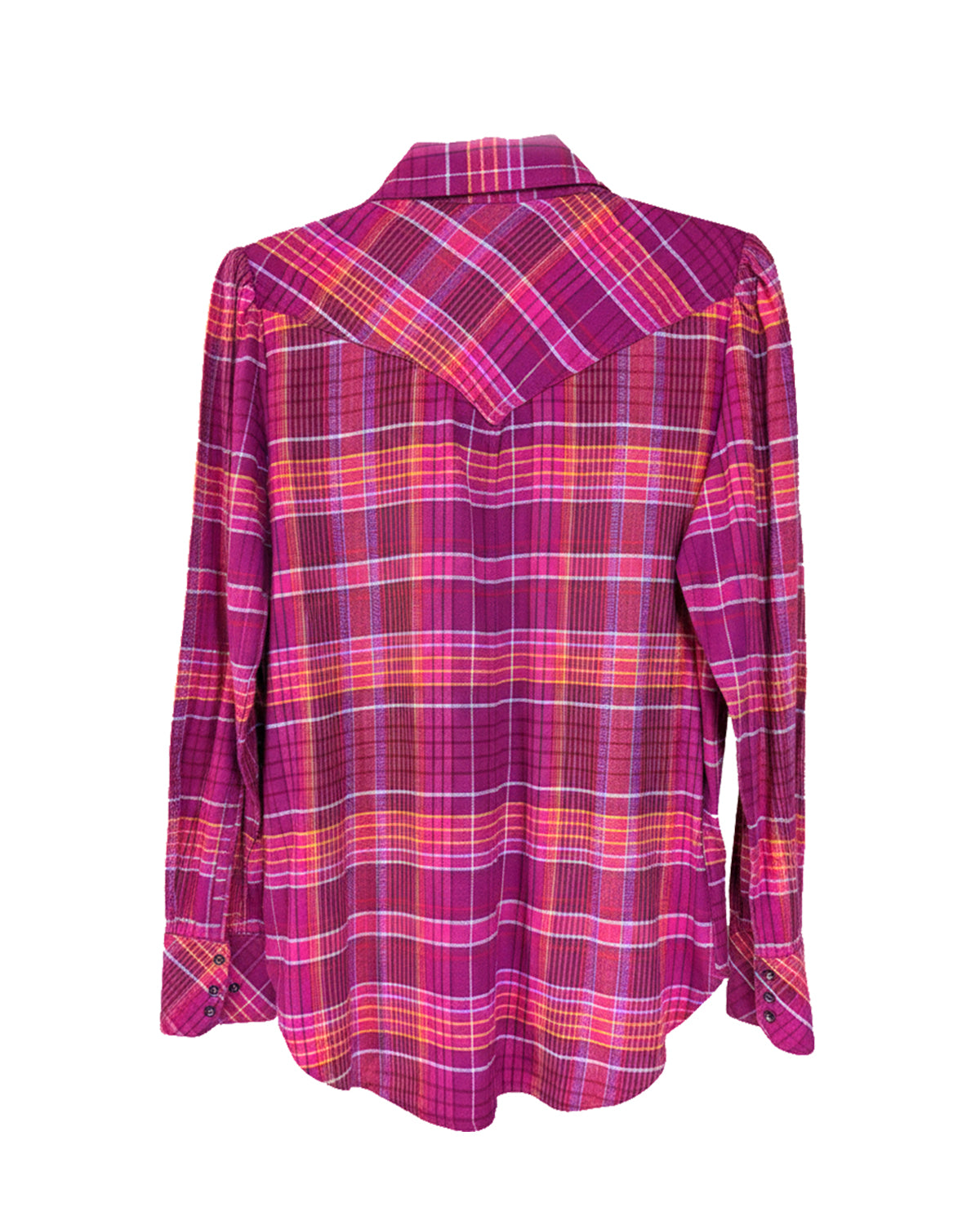 WOMEN'S MAGENTA PLAID WESTERN BLOUSE