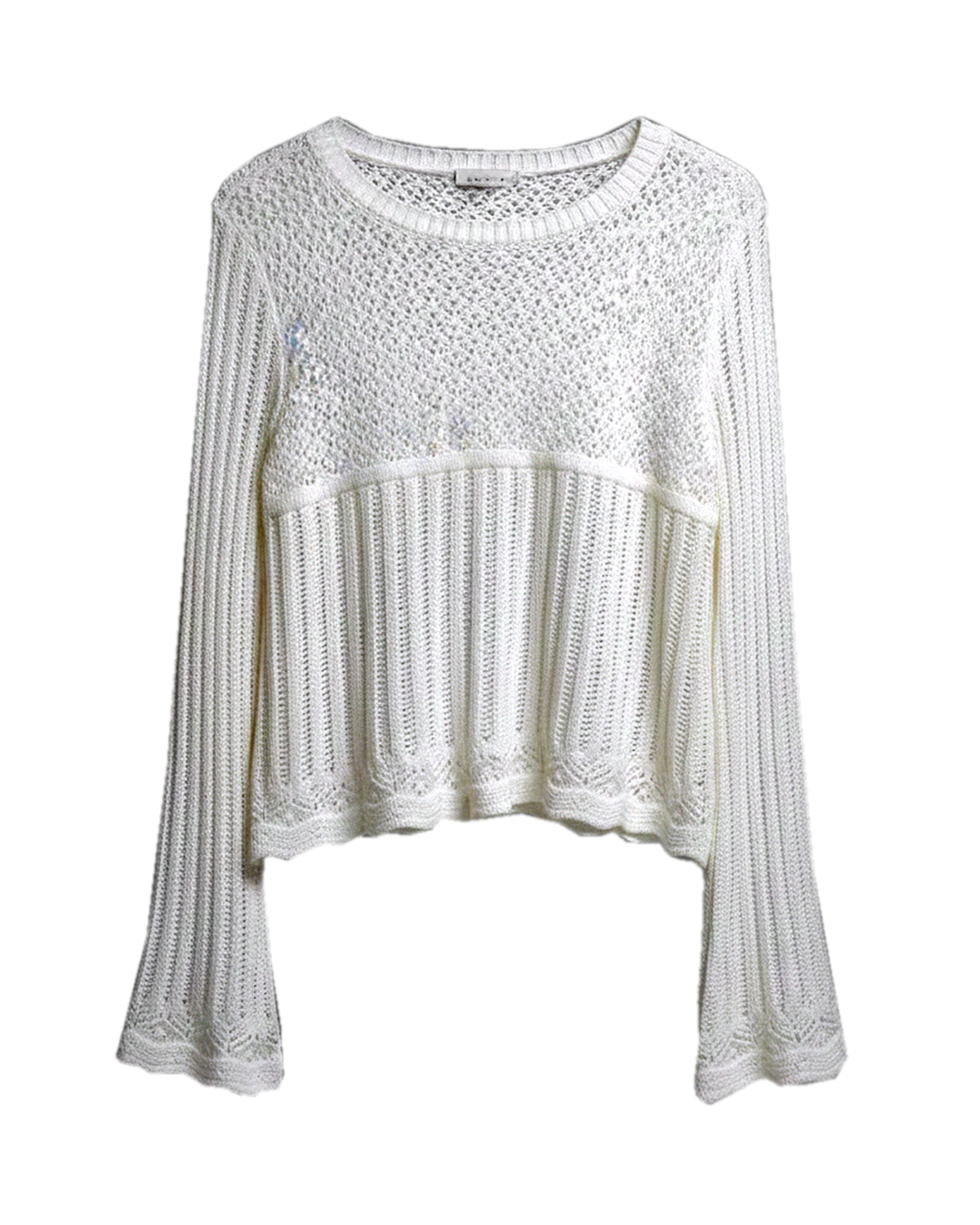 BELL SLEEVE CROPPED KNIT SWEATER